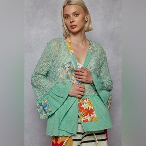POL Mint Green Floral Cardigan